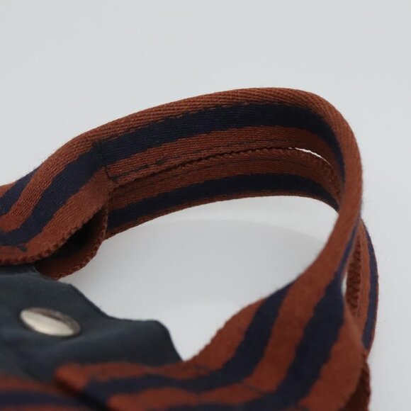 HERMES Fourre Tout PM Hand Bag Canvas Navy Brown Auth ti2734 - Picture 10 of 13